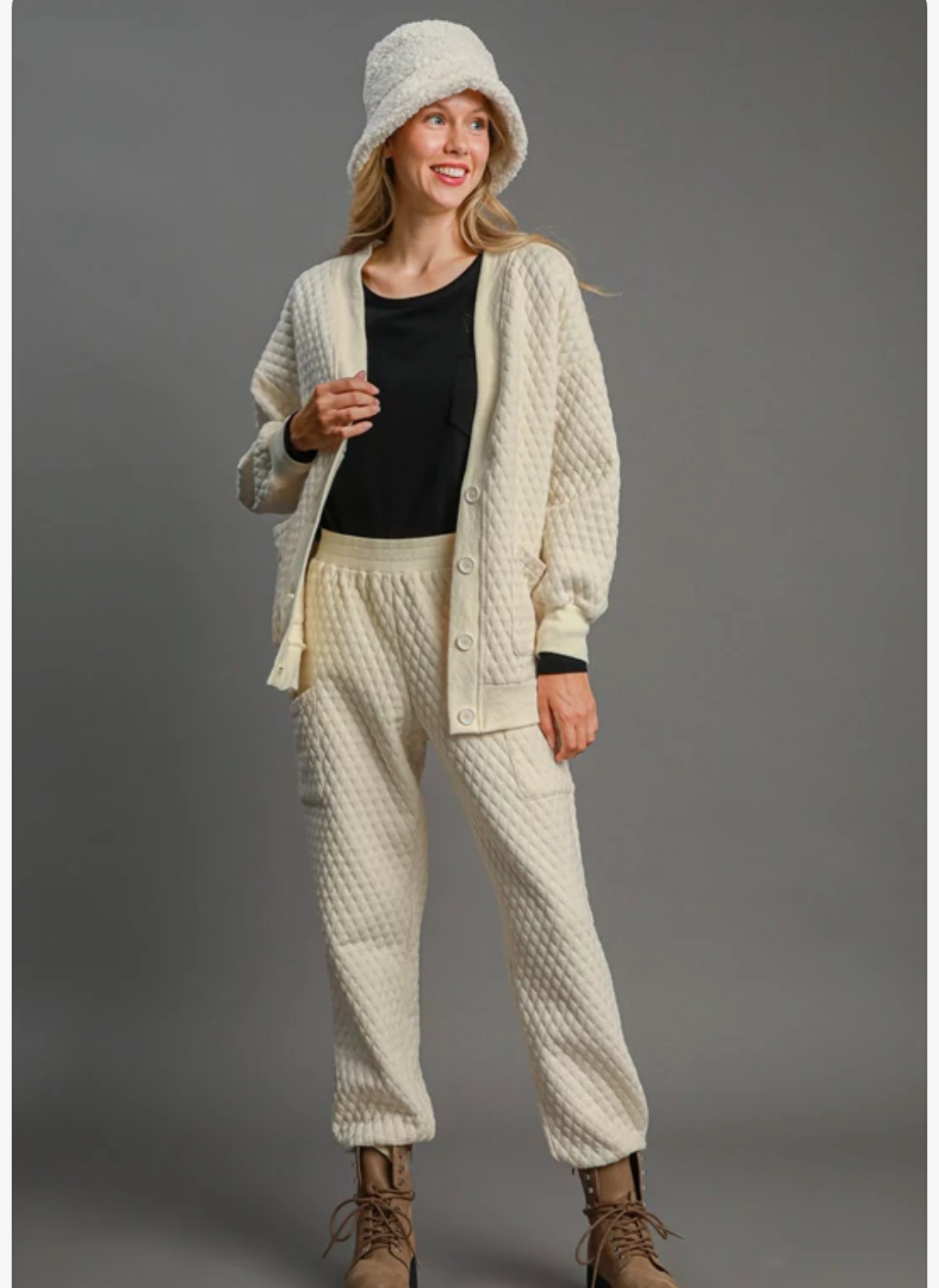 UMGEE quilted cardigan in ivory