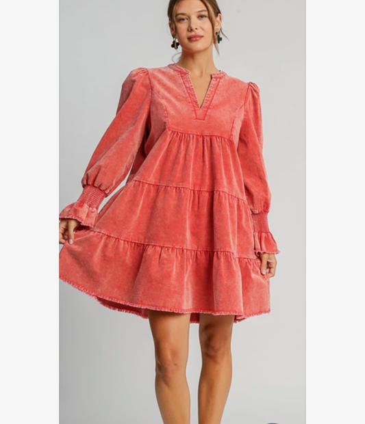 UMGEE stretch cord dress in orange