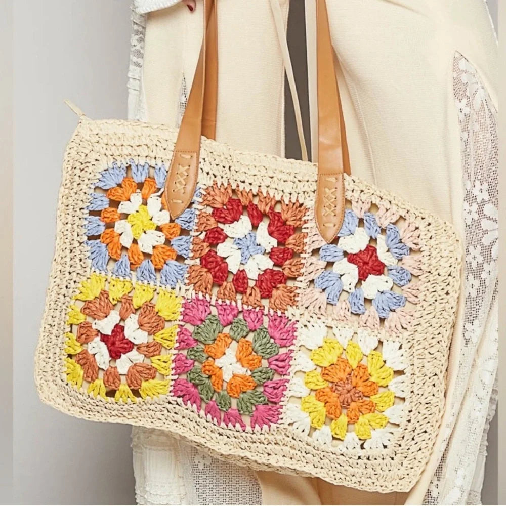POL Granny Square Crochet Tote Bag