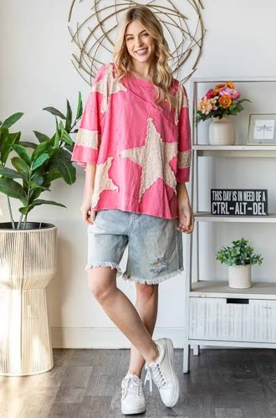 Oli & Hali Star Patch T-Shirt Pink