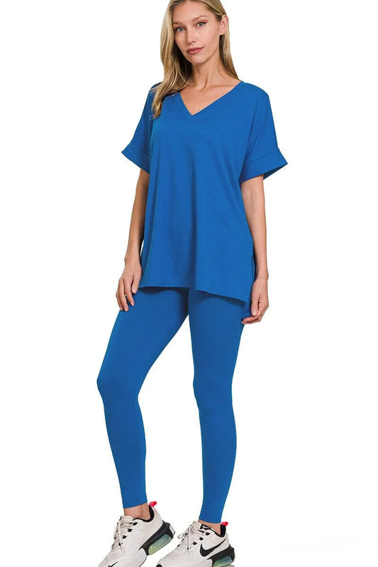Classic Blue Tunic and Leggings Set